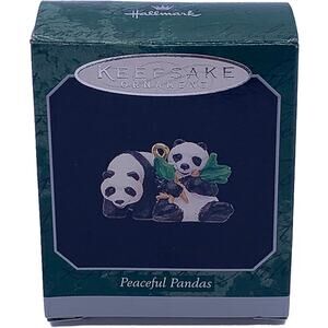 1998 Hallmark Keepsake Peaceful Pandas Miniature Christmas Ornament in Mint Box